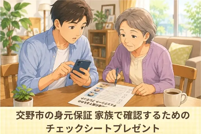 交野市の身元保証について家族で確認できるチェックシートの受け取り方法を案内する画像