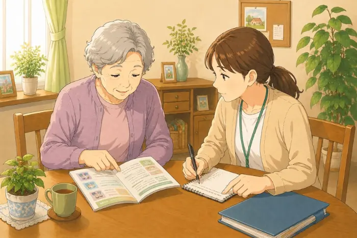 民生委員が身寄りのない高齢者の相談を一人で抱え込まず、地域の専門窓口と連携して支援する画像