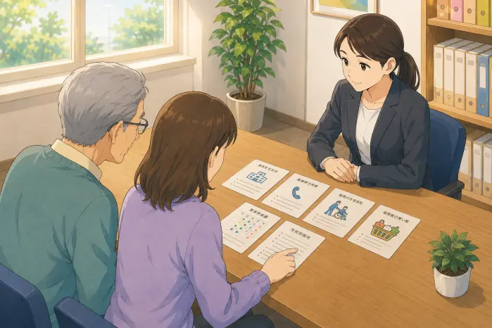 池田市で身元保証を相談する前に、費用や対応内容、緊急時の連絡方法など確認したいポイントをまとめた画像