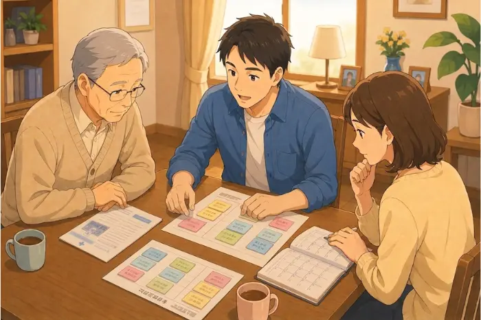 池田市で身元保証を調べる前に、入院や施設入居で必要な家族の役割と対応内容を整理する画像