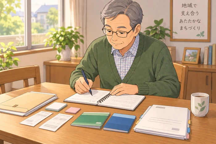 民生委員がこれまで預かってきた現金や通帳の扱いを時系列で書き出して確認している画像